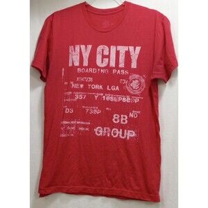 Heavyweight Champs Men's Graphic T-Shirt Small NY Boarding Pass Graphic Note